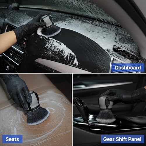 Curveball Detail Brush, Car Ultra Soft Bristles Detailing Brushes, 4PCS Professional Auto Cleaning Brush, Covers Large Area Inside or Outside Vehicles, Exterior Interior Brush- Gray - color: Gray