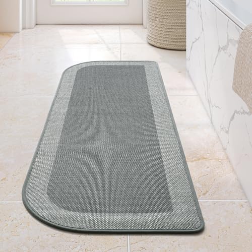 YDKGL Bathroom Runner Rug, Thin Bath Mat Non Slip Washable Long Bathroom Rugs, Rubber Backing Quick Dry for Floor, Tub and Shower, Grey 17x47 - color: A-grey, size: 17"x 47"