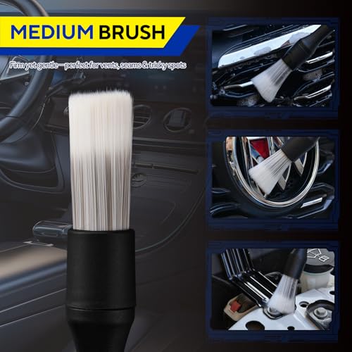 3PCS Car Detailing Brush Set, Ultra Soft Bristle Auto Interior Cleaning Brushes, Scratch-Free Dashboard Duster Kit for Vents, Leather, Screen, Console and Household Cleaning - size: 3PCS-A