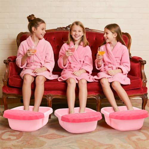 Kids Foot Spa Kit with Pedicure Set for Girls 3-8, All-in-1 Kids Spa Day Kit with Bubble Soak & Massage, Sleepover Party Birthday Gifts - color: Pink
