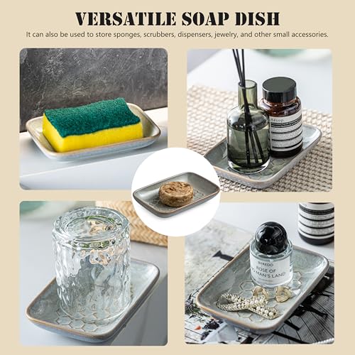 Gomakren Soap Dish for Shower, Ceramic Bar Soap Holder with Honeycomb Design, Father's Day Soap Saver Tray for Bathroom Kitchen Sink, Sponge & Organizer Tray, Upscale Look, 5.5 Inch, Gray - color: Gray, size: Honeycomb