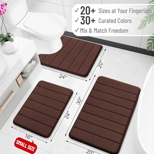 OLANLY Memory Foam Toilet Rugs U Shaped 24x20, Super Soft Absorbent Contour Bath Rugs, Quick Dry, Machine Washable Toilet Mat, Bathmat Floor Carpet, Bathroom Home Decor Accessories, Brown - color: Brown, size: 24" X 20" Contour Rug