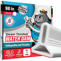 Shower Threshold Water Dam Barrier 98" - White Collapsible Shower Water Blocker - Shower Guard for Walk in Shower - Water Guard Stopper for Floor - Shower Dam - 1.5" Tall - By Hippo Dam - color: White, style: 98 In