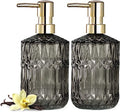 EMPO Clear Glass Soap Dispenser with ABS Plastic Pump, Crystal Lotion Dispensers for Kitchen Sink, Bathroom (2Pack Gray) - color: 2pack Grey