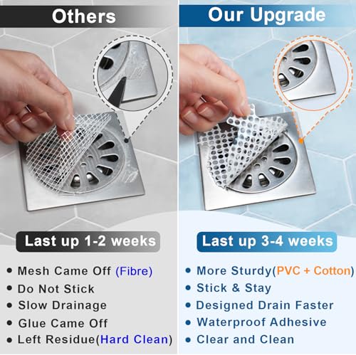 INVIHUG Disposable Shower Drain Hair Catcher Mesh Stickers, 25 Pack, Hair Catcher for Shower (White, 25pcs) NRHC-01