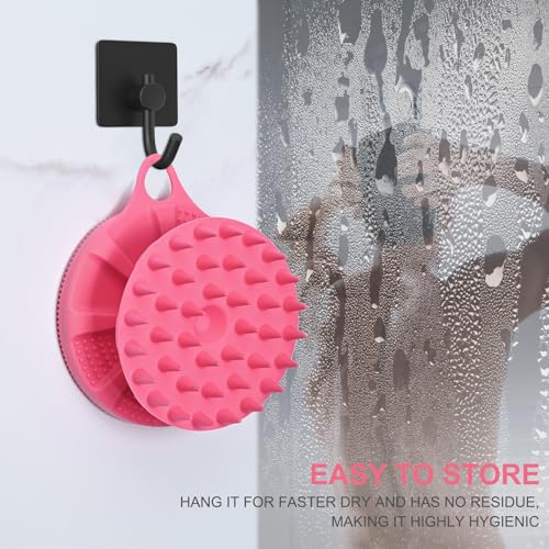 INNERNEED 2in1 Silicone Body Scrubber & Scalp Massager Shampoo Brush, Pink | Food-Grade Soft Material, More Hygienic, Easily Lather, Convenient for Travel, Gym, Business,etc - color: Pink
