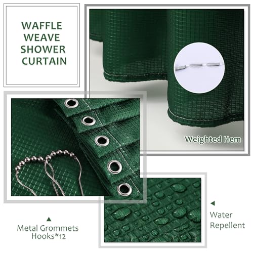 Resin Green Bathroom Set, Dark Green Bathroom Accessories Set with Shower Curtain, Bath Towel Sets, Natural Loofah Sponge, Soap Dispenser, Toothbrush Holder, Bathroom Tumbler and Tray for Bathroom - size: Bath Set+Shower Curtain+Towel Set+2PCS Loofah, sty