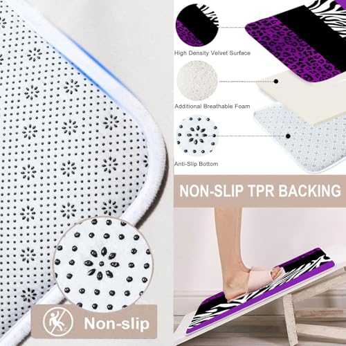4PCS Leopard Print Shower Curtain Set with Rug, Toilet Lid Cover and Bath Mat, Purple Black Splice Shower Curtain with 12 Hooks, Shower Curtain for Bathroom Decor Set - color: Purple Leopard