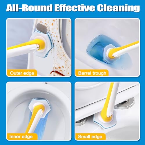 JEHONN Disposable Toilet Brush with 40PCS Wand Cleaner Refills, Wall Mounted Toilet Bowl Brush Holder Set, Bathroom Cleaning System for Sink Bathtub Wash Basin (Yellow) - color: Yellow