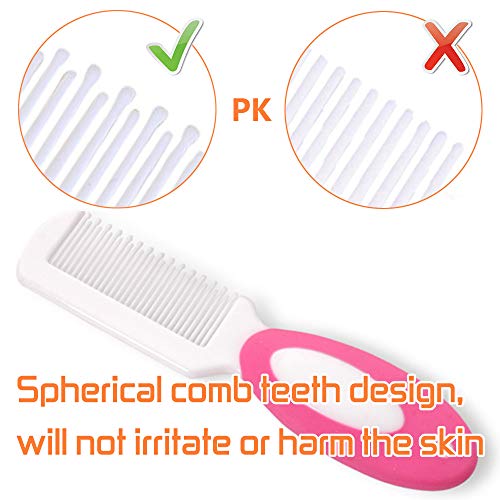 Baby Hair Brush, Cradle Cap Brush, Baby Hair Comb, Baby Hair Brush and Comb Set for Newborns & Toddlers, Baby Brush Soft Bristles, Ideal for Cradle Cap, Perfect Baby Registry Gift (Rose Red) - color: Rose Red
