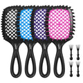 Detangler Brush – 4 Pack Vented Hair Brush for Wet/Dry Hair – Easy, Pain-Free Detangler Brush Reduces Knots & Breakage – For Curly Straight Thick or Fine Hair (Pink+Purple+Black+Blue) - color: Pink+Purple+Black+Blue