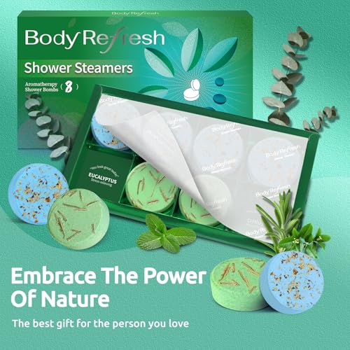 Shower Steamers Aromatherapy-8 Pack Shower Bombs with Essential Oils, Mothers Day Gifts for Mom Wife, Birthday Gifts for Women Self Care Relaxation Home SPA Teacher Appreciation Gift (Green) - color: Green
