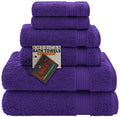 American Bath Towels 100% Cotton 6 Piece Turkish Towel Set, Ultra Soft Absorbent Bathroom Towels, 2 Bath Towel 2 Hand Towels 2 Washcloths, Purple - color: Purple, size: 6 Piece Towel Set XL