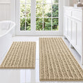 Smiry Bathroom Rugs Sets 2 Piece, Soft Absorbent, Non Slip Rubber Backing Machine Washable Quick Dry Chenille Bath Rug Set for Tub, Shower, and Floor (47" x 20" Plus 24" x 16", Beige)