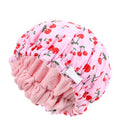 Terry Lined Shower Cap, Shower Cap with Terry Cloth Lining Large Reusable Waterproof with Elastic Band for Long Thick Hair (Pink)