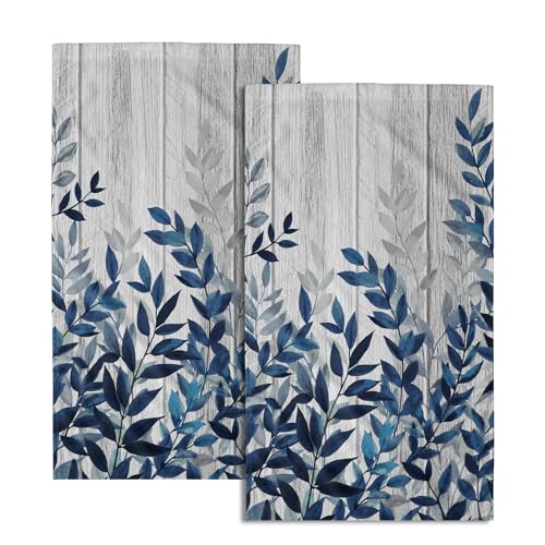 Miaoquhe Blue Eucalyptus Leaves Hand Towels Set of 2 Botanical Leaf Fingertip Towels for Bathroom 28X14in Quick Dry Super Absorbent Bath Hand Towels Face Towel Kitchen Dish Towels for Spa Gym - color: Blue Eucalyptus Leaves