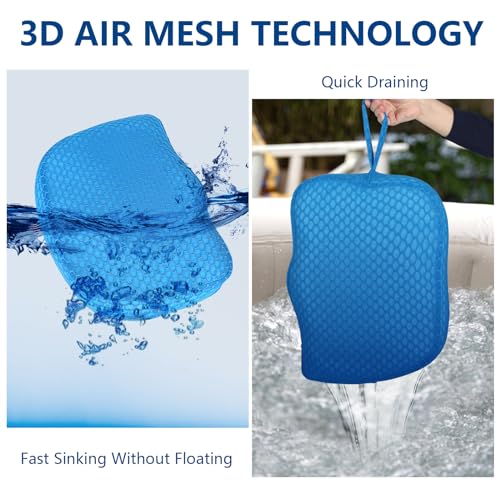 Hot Tub Booster Seat, Weighted SPA Booster Seat Cushion for Adults, 3D Air Mesh Hot Tub Seat Accssories with Non-Slip Micro Dot Bottom,Indoor or Outdoor Quick Dry Hot Tub Pillow (2 Pack-Blue) - style: 2 Pack-Blue