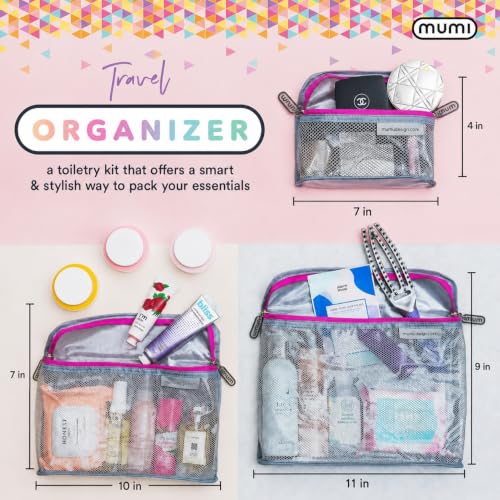 MUMI Travel Toiletry Bag Set of 3 – Clear TSA Approved Toiletry Bags for Women – Reusable Water-Resistant Makeup Organizer Pouches for Skincare, Cosmetics, Travel Accessories, Airport Packing - Black - color: Black