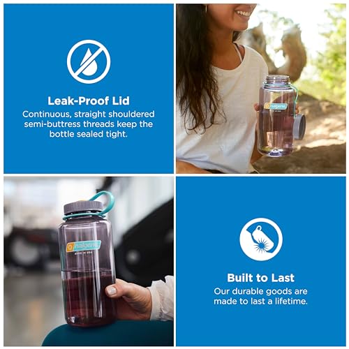 Nalgene 32 oz Wide Mouth Water Bottle | BPA-Free, Durable & Leak Proof, Lightweight Bottle for Hiking & Gym, Work & Travel - color: Aubergine, size: 32 Ounces