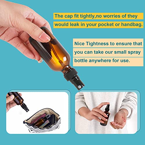 NOOEEISS Amber Glass Small Spray Bottle 2 oz 48 Packs,Fine Mist Sprayer Small Clear Bottles,Refillable Containers mini spray bottles for Cleaning Solutions and Skin Care (Amber 48pcs) - color: Amber, size: 48Pack