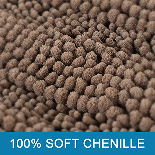 H.VERSAILTEX Bath Rugs for Bathroom Non Slip Bath Mats Extra Thick Chenille Striped Rug 20" x 32" Absorbent Non Skid Fluffy Soft Shaggy Washable Plush Mat for Indoor, Bath Room, Tub - Taupe Brown - color: Taupe Brown, size: 20" x 32"