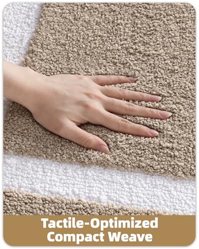 Color&Geometry Extra Soft Bathroom Rugs 36x24, Absorbent Microfiber Bath Rug, Non-Slip Bathroom mat, Washable Plush Bath Mats for Bathroom, Shower, Bathtub, Laundry, Khaki White - color: K, size: 24"x36"