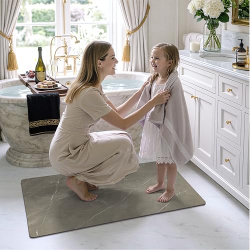 Color&Geometry Ultra Thin Bathroom Rugs Non Slip,Absorbent Quick Dry Bath Mats for Bathroom,Thin Bath Rugs Washable with Rubber Backing Fit Under Door Outside Shower,Taupe Marble,16"x24" - color: Taupe Marble, size: 16"x24"