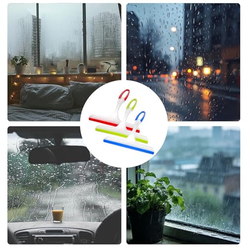 Shower Squeegee for Glass Doors, 3pcs Bathroom Squeegee for Shower Cleaner Squeegee, Window Cleaning Squeegee Glass Shower Door for Car Window Wiper Mirror Windshield - color: 3pcs-blue/Green/Red