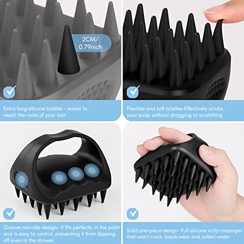 Bsisme Scalp Massager Hair Growth, Scalp Scrubber with Soft Silicone Bristles for Dandruff Removal, Shampoo Brush for Men Women Kids Pets Wet Dry Hair Scalp Exfoliator, Black - color: Black