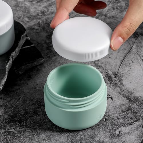 kuangre Travel Containers for Toiletries, Silicone Cream Jars BPA-Free, Leak-proof 3oz Travel Size Containers, Portable Size Silicone Jars with Lid for Cosmetic Face Hand Body Cream (4 Pack) - color: Grey, size: 3 Ounces