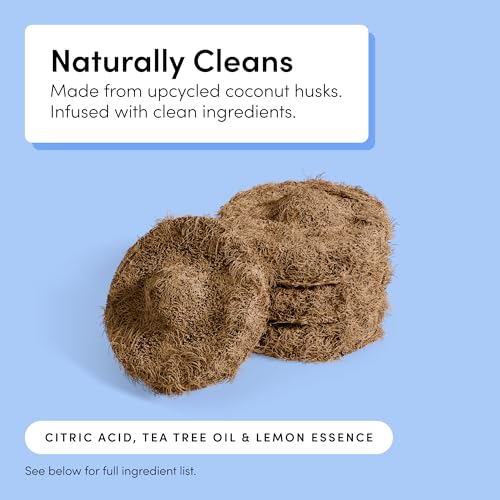 TUSHY Toilet Brush 2.0 Set: with Cleanser-Infused Pads and Holder (Disposable Planet Friendly Refills), Includes 8 Lemon and Tea Tree Coconut Husk Scrubbing Pads - style: Brush Starter Kit