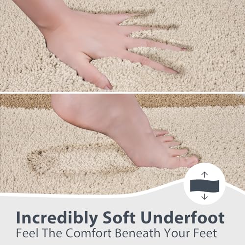 anllugs Bathroom Rugs U-Shaped 20" x 24", Non-Slip Extra Soft Absorbent Bath Rugs, Machine Washable Quick Dry Bath Mats for Toilet Base, Beige & Grayish Brown - color: Beige & Grayish Brown, size: 20" X 24"