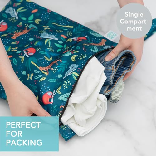 Bumkins Waterproof Wet Bag for Baby, Travel, Swim Suit, Cloth Diapers, Pump Parts, Pool, Beach, Gym Clothes, Toiletry, Hook to Stroller, Daycare, Zipper Reusable Wetdry Packing Pouch, Jungle - color: I1 Jungle, style: Wet Bag