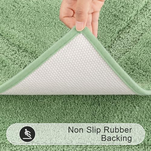 SHACOS Sage Green Bathroom Rugs Sets 3 Piece Bath Mat U Shaped Toilet Rug | 20x32+ 16x24+ 20x24, Soft Fluffy Microfiber Bath Rugs Set, Non Slip Washable Absorbent Bathroom Floor Mats Carpet Shower Rug - color: Sage Green, size: 16"x24"+ 20"x32"+U Shape 20
