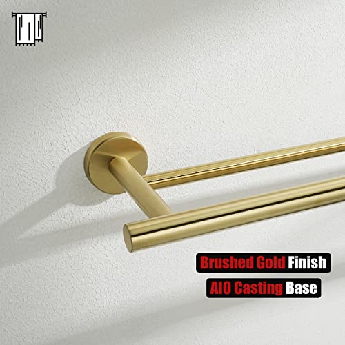 JQK Double Bath Towel Bar, Brushed Gold 39 Inch 304 Stainless Steel Thicken 0.8mm Towel Rack for Bathroom, Towel Holder Wall Mount, Useable Length 36 Inch, TB100L36-BG - color: Brushed Gold, size: 39 Inch