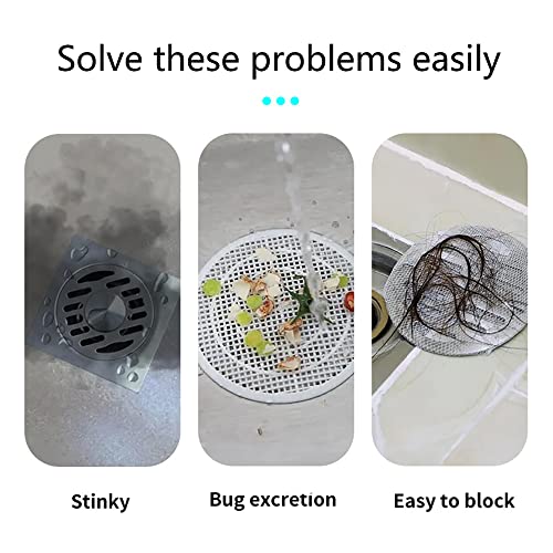 Silicone Tub Stopper Floor Drain Cover, 2 Pieces Sewer Anti-Odor Mat Deodorizing Drain Plugs for Kitchen, Bathroom and Laundry(5x5 inch) - color: White/5*5 Inch/2-piece Set
