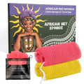 Bathway African Net Sponge Authentic with Handles (Set of 2), African Exfoliating Net Sponge, Exfoliating Body Scrubber Bath Sponge - Bathing Accessories with Storage Bag (Rose & Bright Yellow) - color: Rose & Bright Yellow