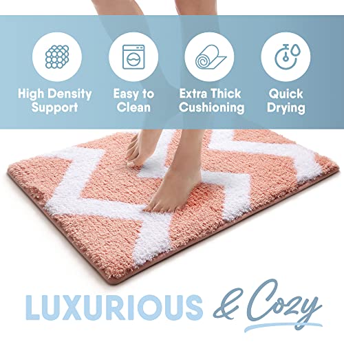 MICRODRY Home Inspirations Collection Soft & Cozy Bath Mats for Bathroom, Memory Foam Bathroom Rugs with Skid Resistant Base, Ultra Absorbent Microfiber Bath Mat, 17x24, Small, Pearl Blush - color: Pearl Blush