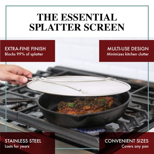 Splatter Screen for Frying Pan - 13 Inch Stainless Steel Grease Splatter Guard - Cover Oil Splash when Sizzling Bacon, Cooking Fried Chicken or Popcorn - size: 13 Inch