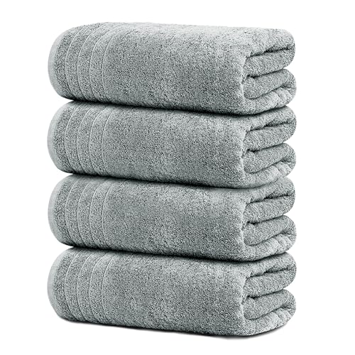 Tens Towels Pack of 4 Extra Large Bath Towels 30 x 60 Inches, 100% Cotton, Larger & Lighter Weight, Quicker to Dry, Super Soft and Absorbent, Perfect for Bathroom, Cool Grey - color: Cool Grey