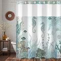 Shower Curtain with Large Flower Pattern 0094 - color: Blue 04