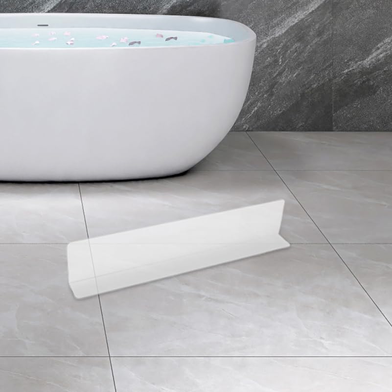 Cabilock Bathtub Splash Guard, 15.75 Inch Clear Tub Corner Water Barrier for Shower Ledges, No-Drill Splash Protector for Bathtub Edges, Bathroom Sinks and Counters