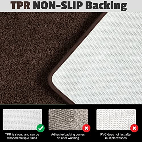 YHF Bathroom Runner Rugs 17" X 59", Extra Thick & Soft Microfiber Shaggy, Machine Washable Bath Mats, Absorbent Bath Rugs, Non-Slip Rubber Backing Bath Mat for Bathroom Floor, Tub and Shower, Brown - color: Brown, size: 17" X 59" (Rectangular)