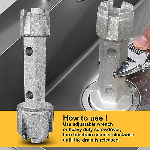 Hanpex Tub Drain Remover Wrench - Dual Ended for Bath & Shower Drains, Closet Spuds - Heavy Duty Aluminum