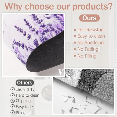 Diatomaceous Earth Bath Mat, Lavender Butterfly Bath Rugs, Purple Non-Slip Thin Absorbent Fast Drying Easy to Clean for Bathroom Laundry Home Kitchen Door Mat 17x29.5Inch - color: Lavender Butterfly,purple