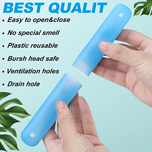Sieral 90 Pack Travel Toothbrush Case Holder Bulk Breathable Portable Toothbrush Storage 7 Assorted Color Plastic Toothbrush Container for Home Outdoor Traveling Trip Camping, 8 x 1.2 Inch - color: 7 Assorted Colors