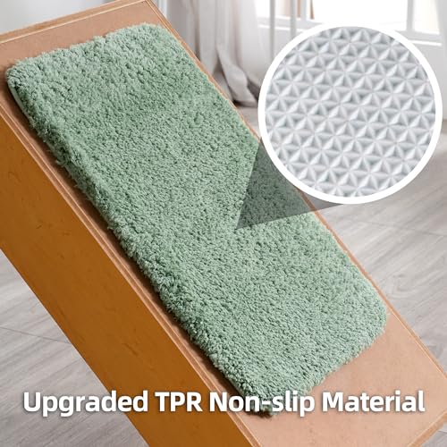 3 Pieces Luxury Bathroom Rug Set with U-Shaped Toilet Rug, Non-Slip Rubber Bottom, Thick Microfiber Fluffy Plush, Water absorption, Quick Dry, Ultra Soft, Bath Mats for Bathroom, Tub(Leaf Green) - color: Sage Green
