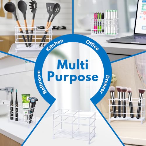 Urbanstrive 304 Stainless Steel Bathroom Toothbrush Holder Toothpaste Holder Stand Bathroom Accessories Organizer (White, Large) - color: White, size: Large