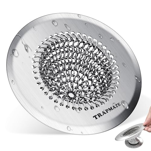 TRAPMATE Shower Drain Hair Catcher, 4.4" Anti-Clogging Bathtub Drain Cover | Easy Clean, Anti-Slip, Clog Prevention, Fast Drainage, Reversible, No Rust, For Showers & Bathtubs, Universal Size, Patented - color: Silver