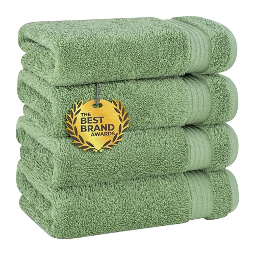 Cotton Paradise 100% Cotton Turkish Towel Set, Soft Absorbent Quick Dry, 4 Piece Hand Towel Set, Sage Green - color: Sage Green, size: 4 PC SET (16x28")